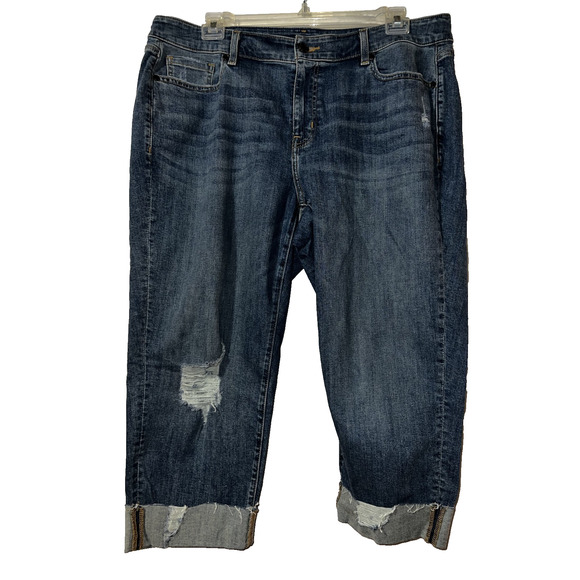 Lane Bryant Jeans Women's Size 18R Blue High-Rise Girlfriend Straight Crop Jean - Picture 1 of 7